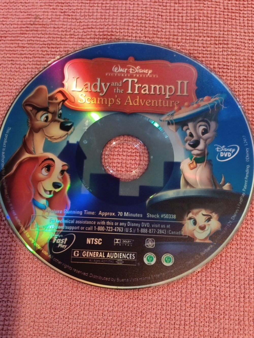 2/$8 Disney Lady and the Tramp II: Scamp's Adventure DVD *NO CASE*